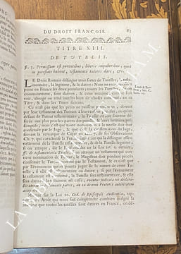 LES IINSTITUTS DE JUSTINIEN CONFERES AVEC LE DROIT FRANÇOIS DIVISES EN QUATRE LIVRES.. BOUTARIC - FRANÇOIS DE.