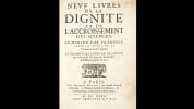 Neuf livres de la dignit&eacute; et de l’accroissement des sciences. Bacon, Francis