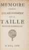 M&eacute;moire pour l'&eacute;tablissement de la taille proportionnelle. Castel de Saint-Pierre, Charles Ir&eacute;n&eacute;e