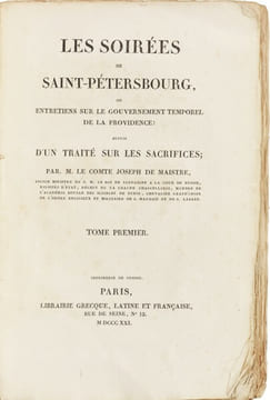 LES SOIREES DE SAINT-PETERSBOURG.. MAISTRE. 