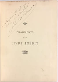 Fragments d'un livre inédit.