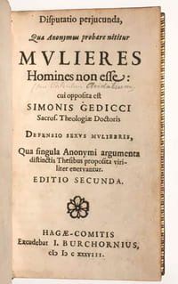 Disputatio perjucunda, qua anonymus probare nititur mulieres homines non esse ; cui opposita est Simonis Gedicci [...] defensio sexus muliebris...
