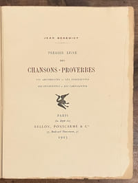 Premier livre des Chansons-Proverbes. Les Abstinentes – Les Indulgentes – Les Innocentes – Les Caressantes.
