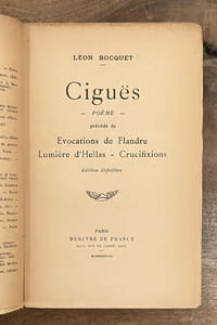 Ciguës, poème précédé de Évocations de Flandre – Lumière d'Hellas – Crucifixions.