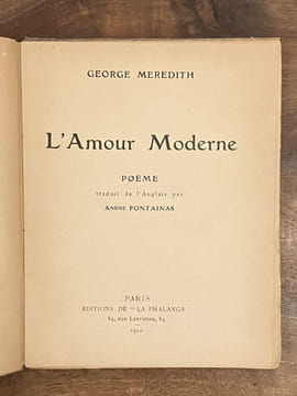 L'Amour moderne, poème. . MEREDITH George.