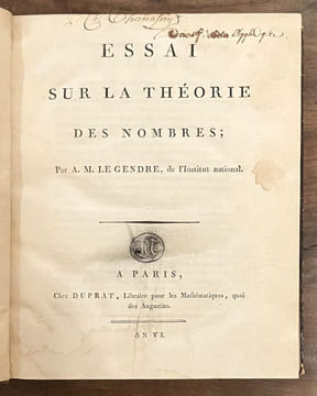 Essai sur la théorie des nombres. . LEGENDRE Adrien-Marie.