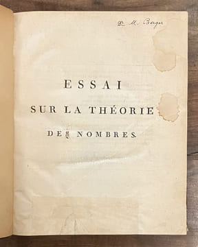 Essai sur la théorie des nombres. . LEGENDRE Adrien-Marie.