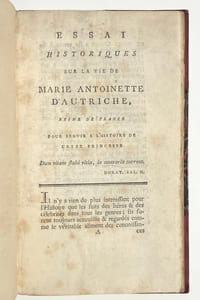 Essai historiques [sic] sur la vie de Marie-Antoinette d'Autriche, reine de France, pour servir à l'histoire de cette princesse. 