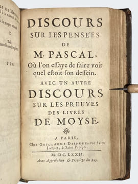 Pensées de M. Pascal sur la Religion et sur quelques autres sujets, qui ont esté trouvées après sa mort parmy ses papiers. Troisième édition. — ...