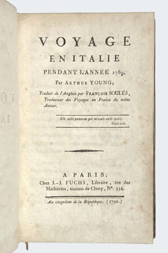 Voyage en Italie pendant l'année 1789.. YOUNG Arthur.