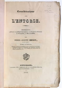 Considérations sur l'entorse. Dissertation présentée et publiquement soutenue à la Faculté de Médecine de Montpellier, le 20 juin 1836.