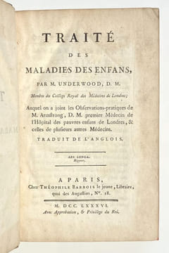Traité des maladies des enfans, auquel on a joint les Observations-pratiques de M. Armstrong, D. M. premier médecin de l'Hôpital des pauvres enfans de ...