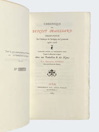 Chronique de Benoît Mailliard, grand-prieur de l'abbaye de Savigny en Lyonnois. 1460-1506.