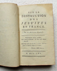 Sur la destruction des Jésuites en France.