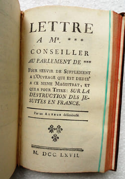 Sur la destruction des Jésuites en France.. D'ALEMBERT (Jean Le Rond dit)