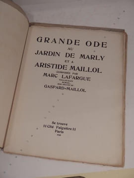 Grande Ode au Jardin de Marly et à Aristide Maillol, composée par Marc Lafargue [...]. Bois gravés de Gaspard-Maillol.. GASPARD-MAILLOL, LAFARGUE ...