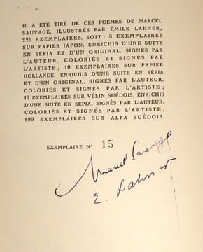 13 poèmes en prose, avec treize illustrations de Émile LAHNÉR. SAUVAGE (Marcel)