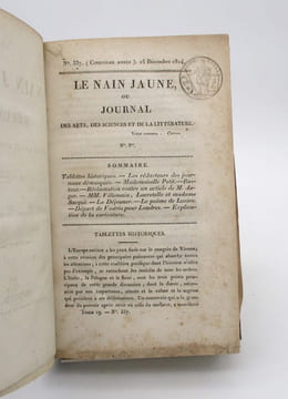 Le Nain jaune, ou Journal des Arts, des Sciences et de la Littérature[Et ]Le Nain jaune réfugié.[Suivi de : ]Fantaisies politiques, morales, critiques ...