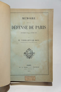 Mémoire de la défense de Paris, septembre 1870 - janvier 1871.. VIOLLET-LE-DUC