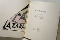 Lazare de Henri Béraux. 15 bois originaux en couleurs, frontispice et culs de lampe gravés par Maurice L'Hoir.