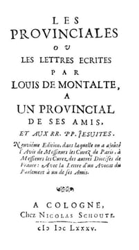 Les Provinciales ou les lettres écrites par Louis de Montalte, à un provincial de ses amis, et aux RR. PP. Jésuites. Neuvième édition.. PASCAL Blaise. ...