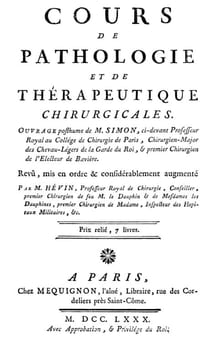 Cours de pathologie et de thérapeutique chirurgicales.. SIMON Jean-François & HÉVIN Prudent.