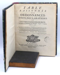 Table raisonnée des ordonnances, édits, déclarations et lettres patentes du Roy. Enregistrés au parlement de Bretagne depuis sa création jusqu'en 1750